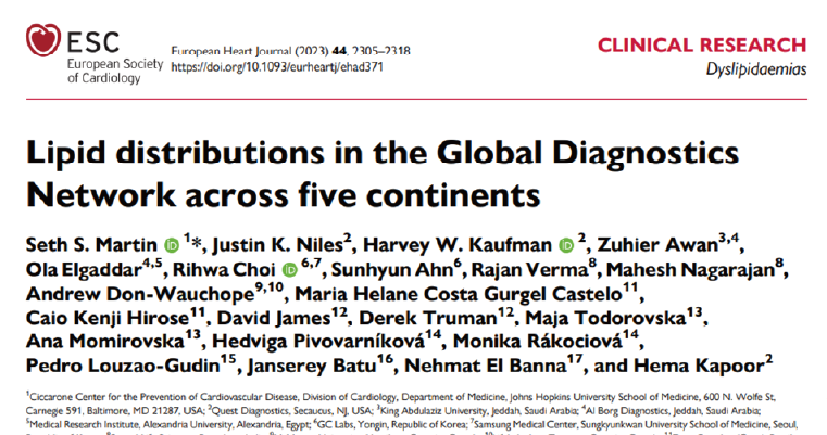 GC녹십자의료재단, 글로벌진단네트워크(GDN)와  ‘전 세계 지질 수치의 다양성’에 관한 공동 논문 발표